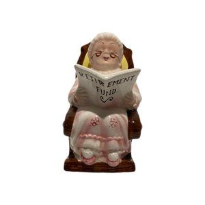 Awesome Vintage Lefton Retirement Fund Bank Grandma Rocking Chair Stopper
